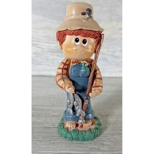 Vtg Little Blessings by Suzi Fishing Boy Figurine Fisherman Frog Fish 5.25" Tall
